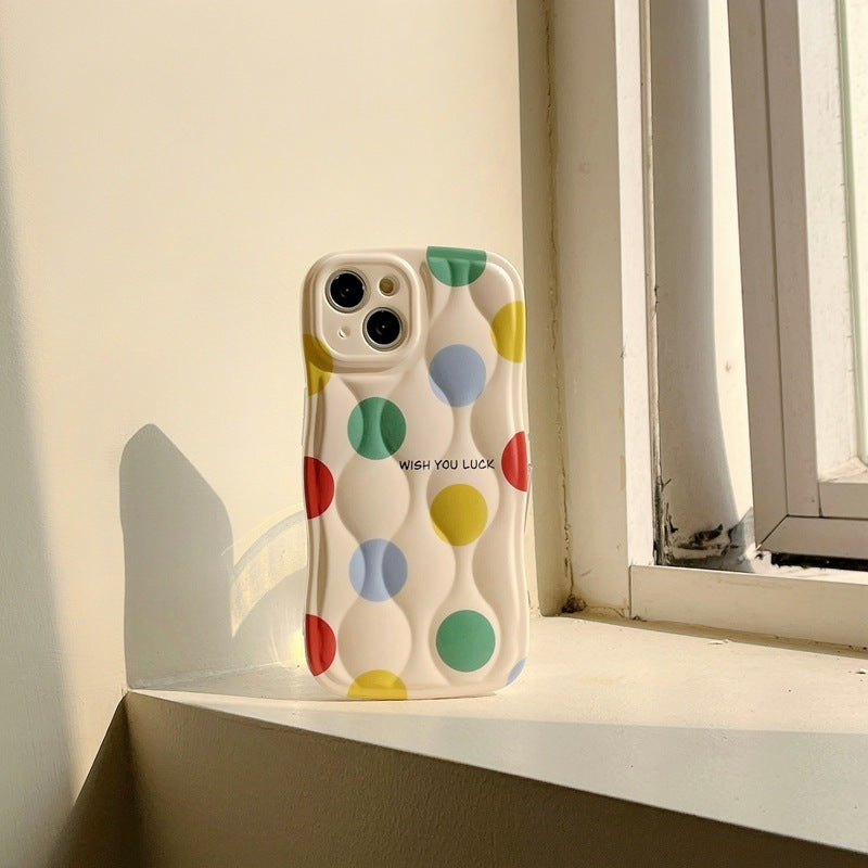 Color Polka Dot Chain Lanyard Phone Case For iPhone 14