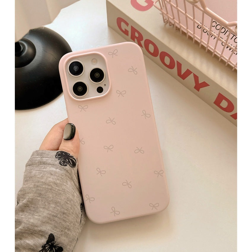 Phone Case Bow Liquid Silicone Skin Feeling Drop-resistant For iPhone 16