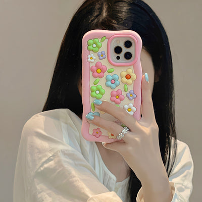 Colorful Flowers Silicone Cute Phone Case For iPhone 14