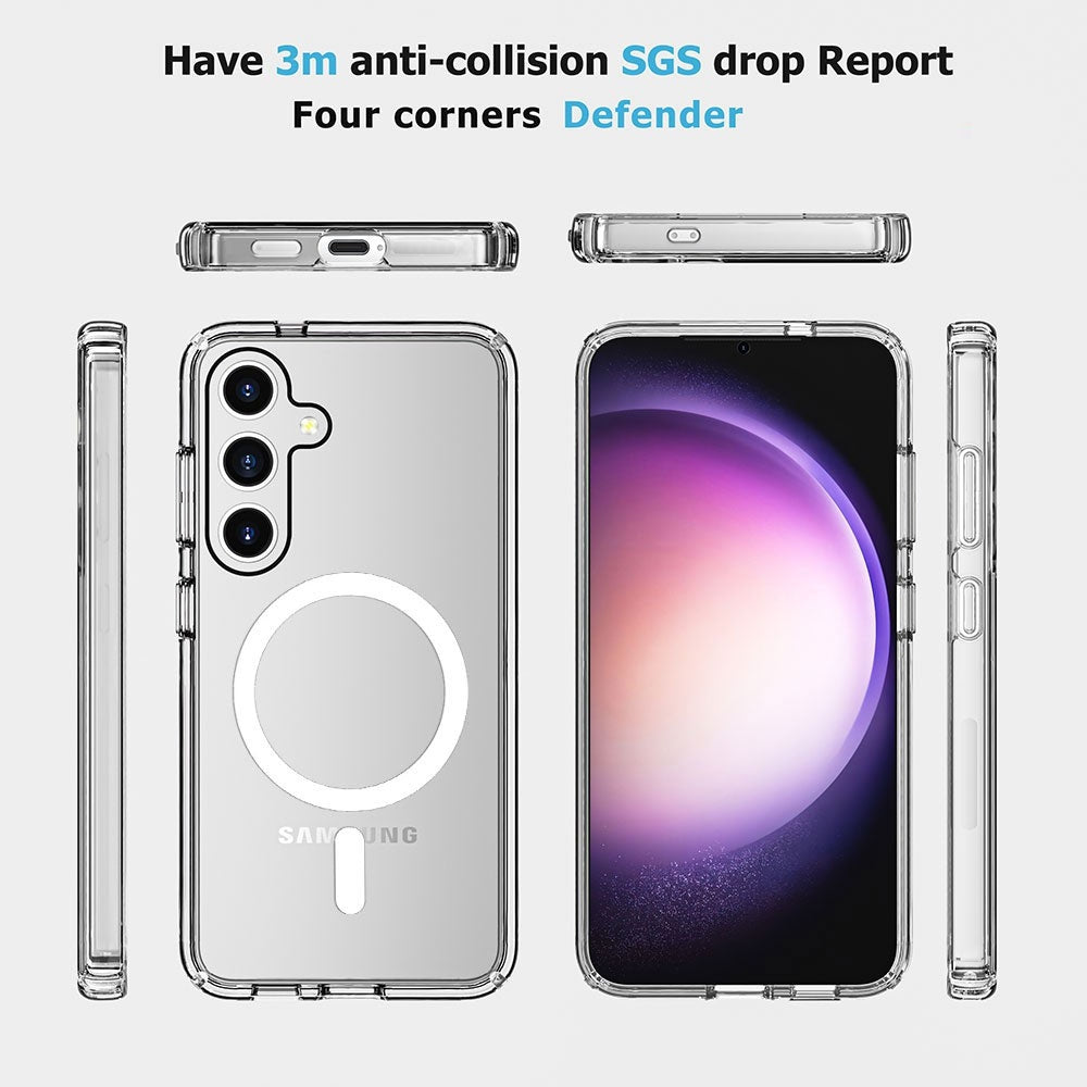 UTIA Shockproof Transparent Case Cover With Magnetic Ring for Samsung Galaxy S24 Plus / S25 Plus-Transparent
