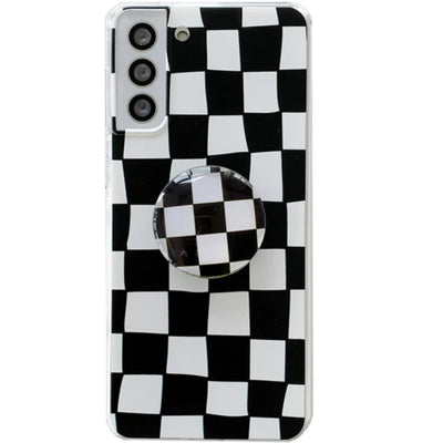 Checkerboard Mobile Phone Case Bracket Soft Shell Protection Cover - MyMobile