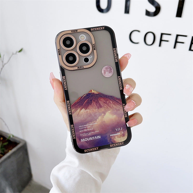 New Dark Purple Apple 14 Phone Case Landscape Mountain Peak - MyMobile