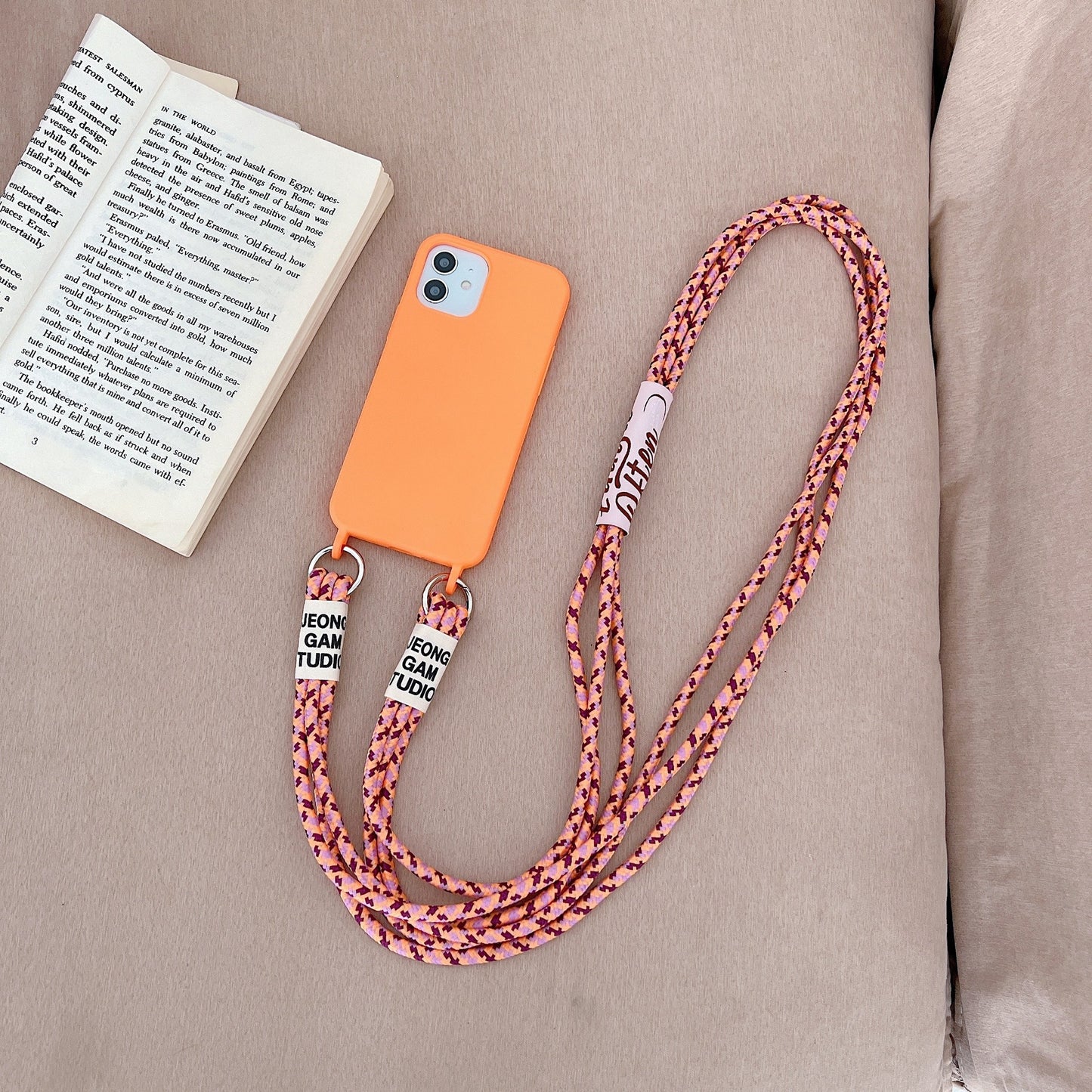 Long Diagonal Strap Liquid Silicone Phone Case For iPhone 14