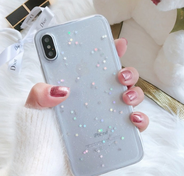 Star Heart Shape Glitter Phone Case - MyMobile