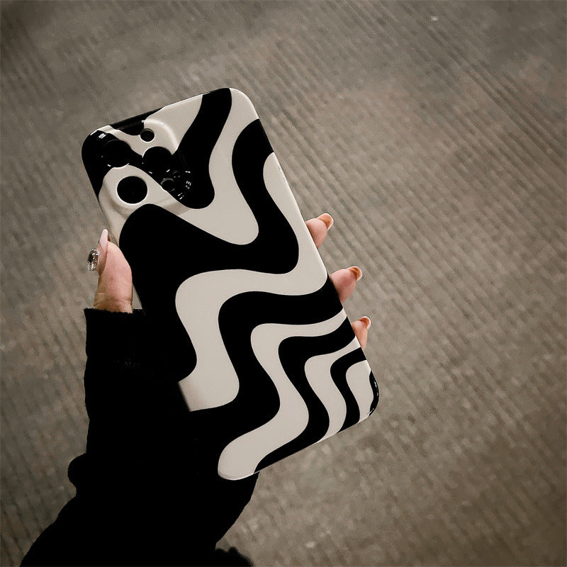 Black And White Wavy Phone Case For iPhone 14