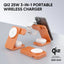 REDEFYNE Qi2.2 25W 3-IN-1 Portable Wireless Charger - Orange (with 45W USB-C Charger Plug & 1M USB-C Cable) (Compatible with Apple Watch)