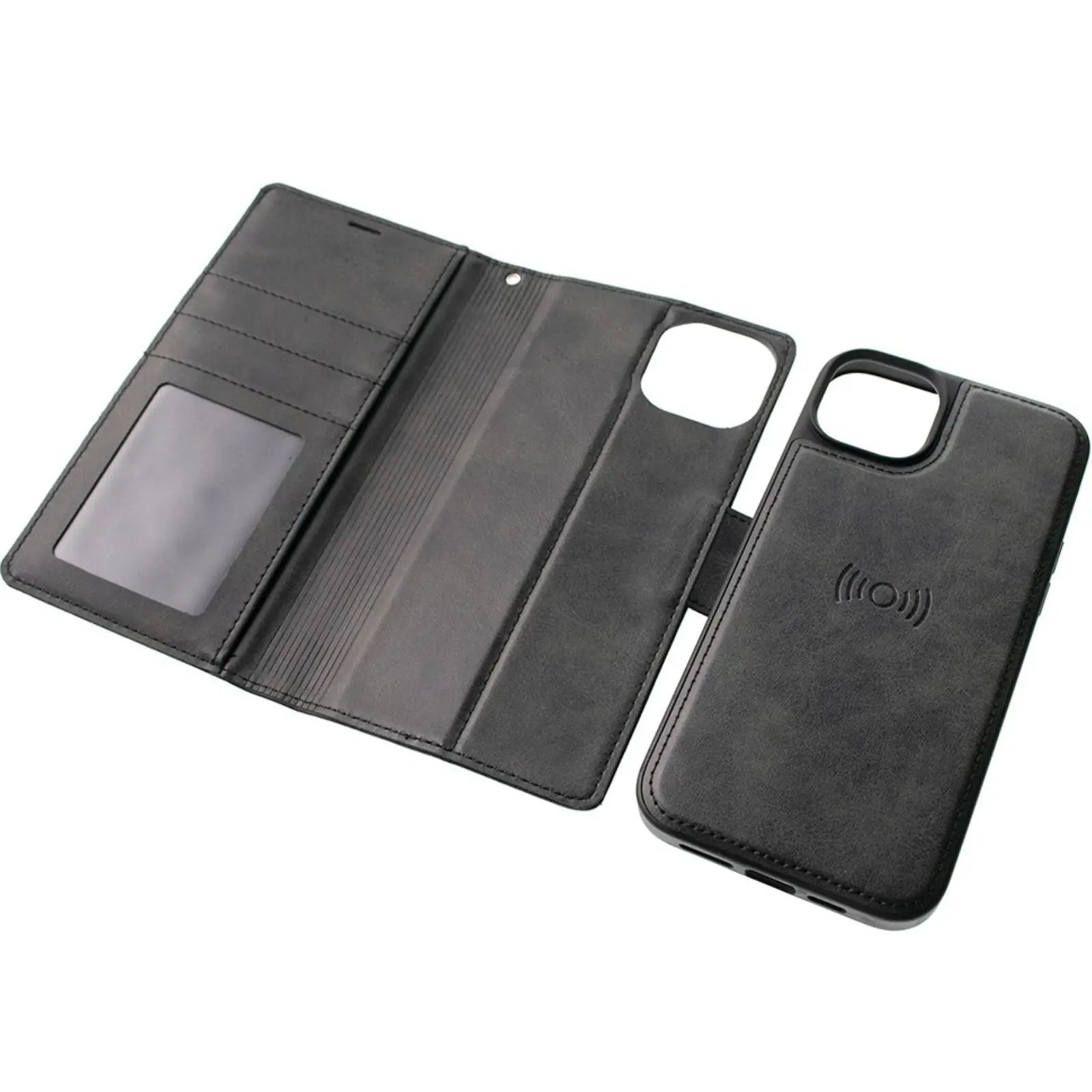 Hanman 2 in 1 Detachable Magnetic Flip Leather Wallet Cover Case for iPhone 15 Plus