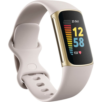 Fitbit Charge 5 Tracker Soft Gold w/White Band - MyMobile