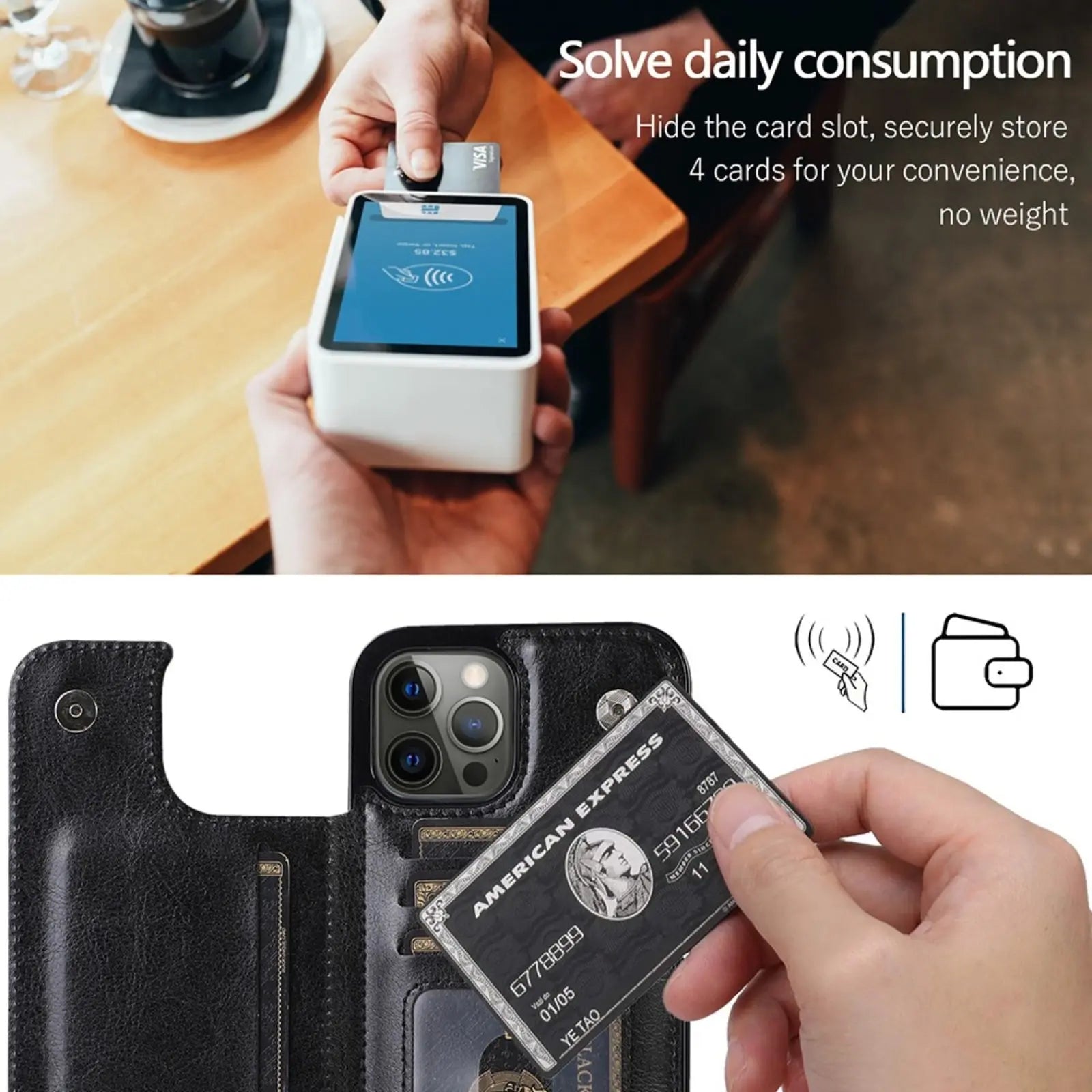 Back Flip Leather Wallet Cover Case for iPhone 15 Plus