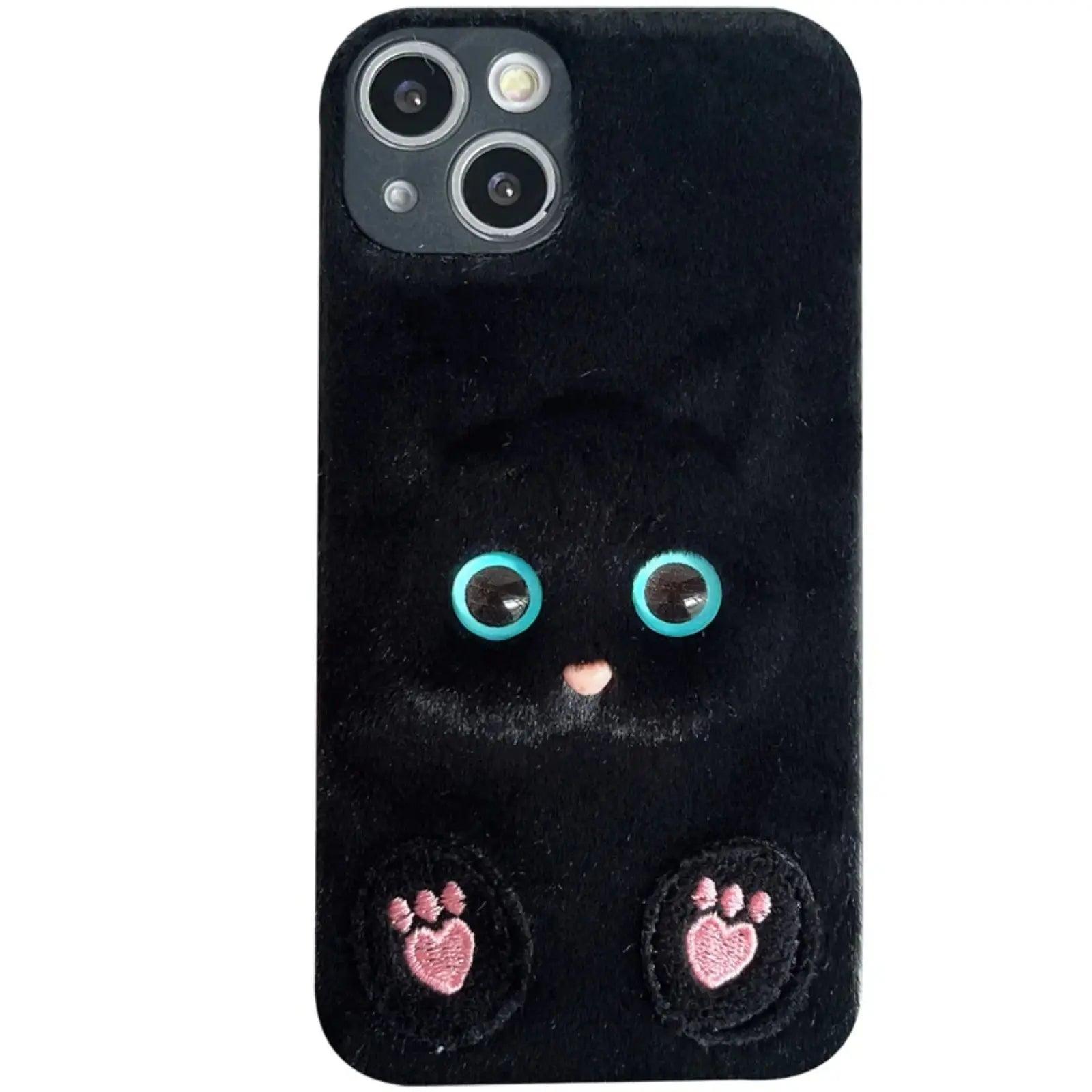 Plush Three-dimensional Cat Eyes Mobile Phone Case Anti-fall - MyMobile