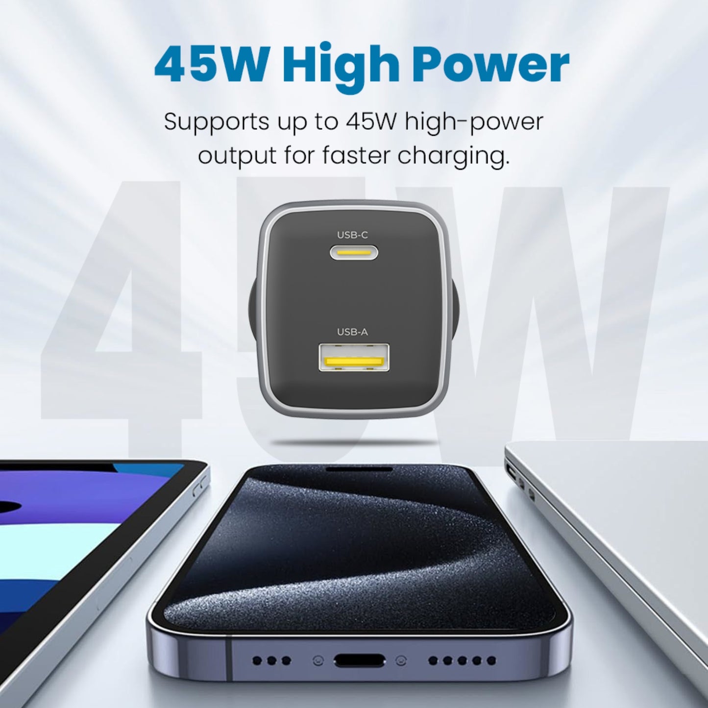 iQuick NANO ENERGY 2 45W PD3.0 USB-C and USB-A Ports Charging Adapter - MyMobile