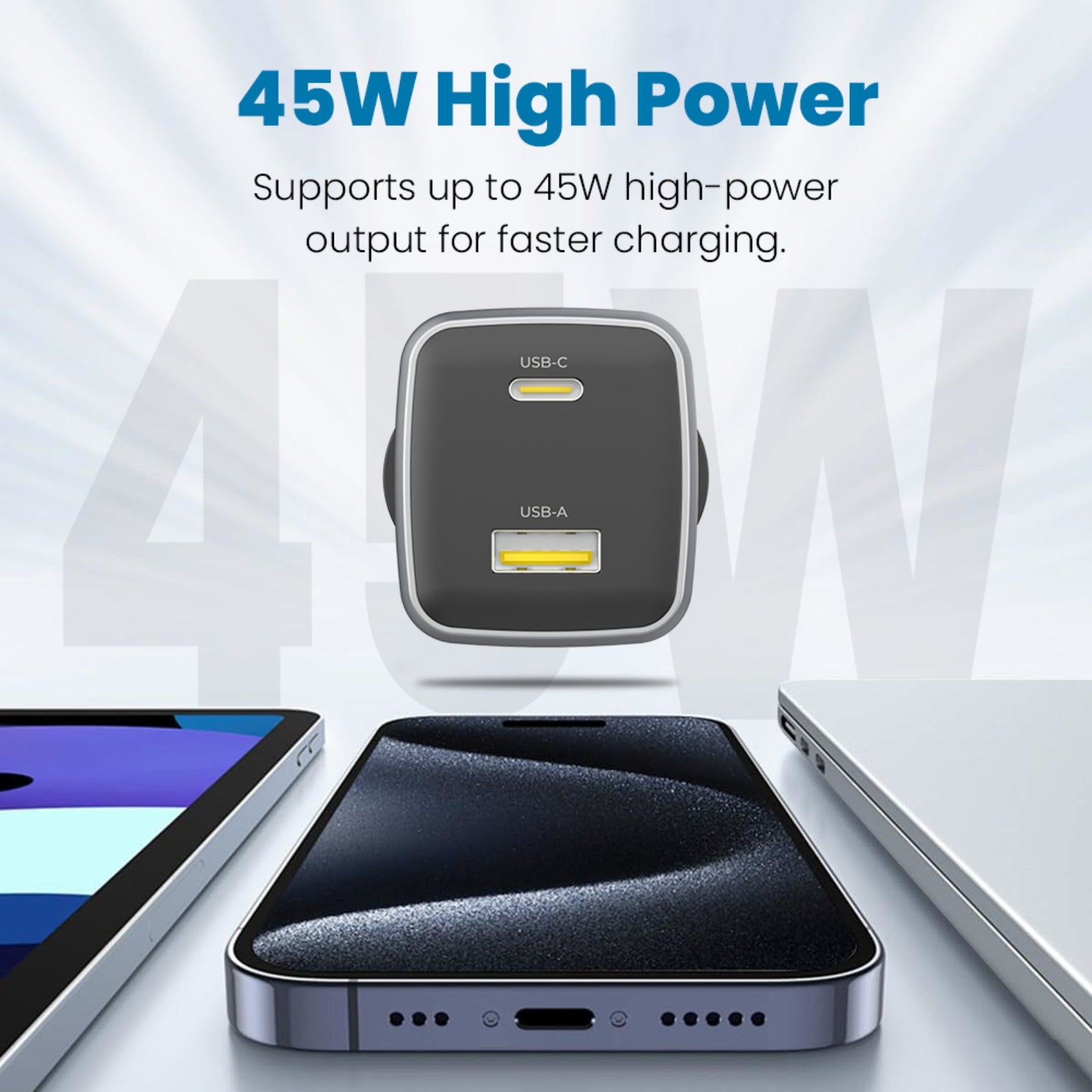 iQuick NANO ENERGY 2 45W PD3.0 USB-C and USB-A Ports Charging Adapter - MyMobile