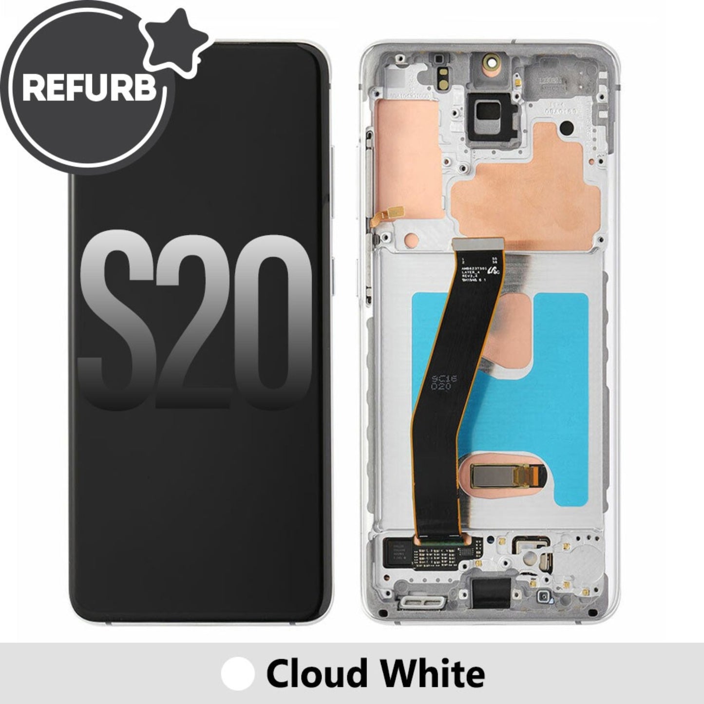 REFURB OLED Screen Replacement Digitizer With Frame For Samsung Galaxy S20 G980F-Cloud Blue