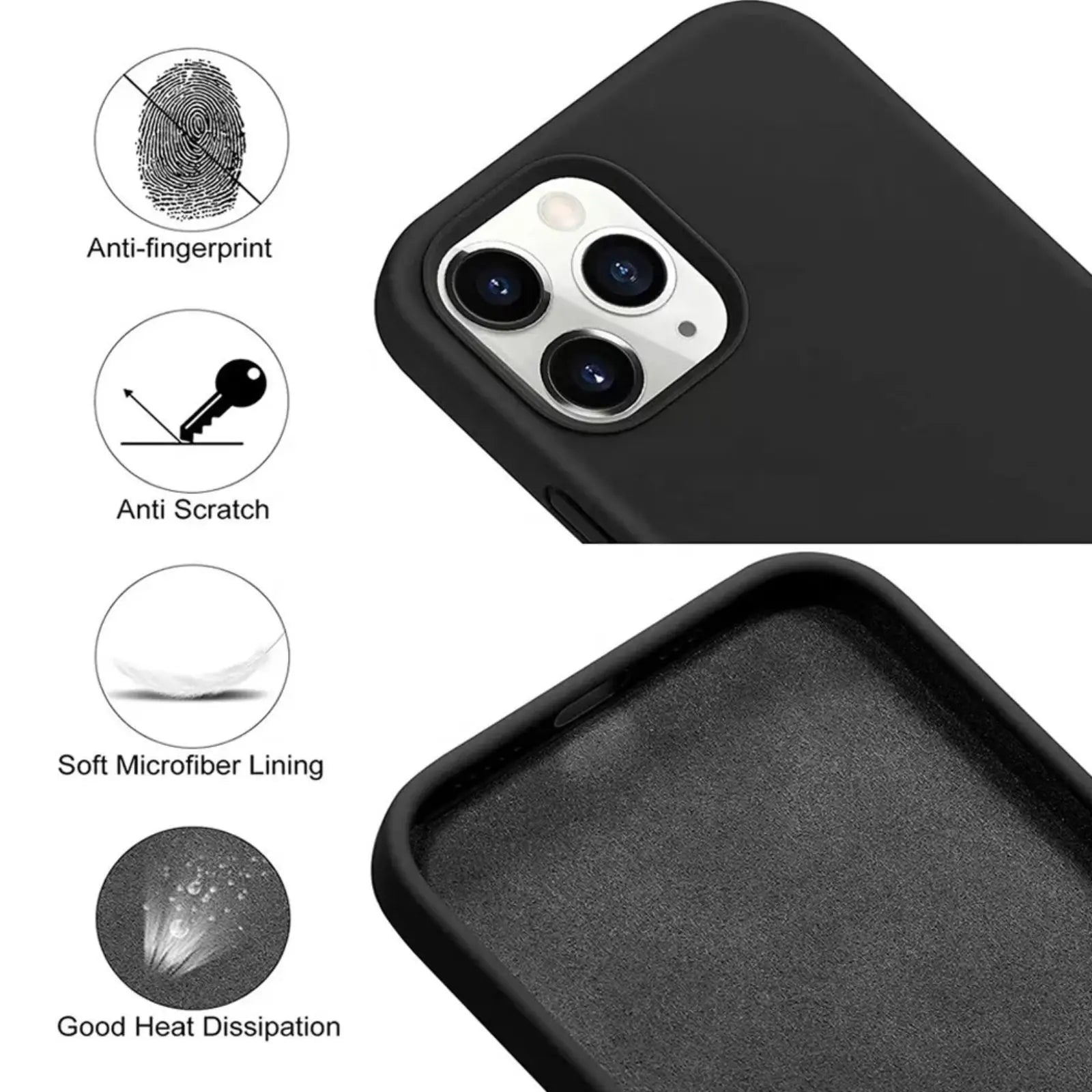 Liquid Silicone Case Cover for iPhone 15 Plus Black