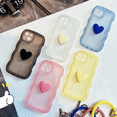 Mobile Phone Case Three-dimensional Love Wave Pattern Anti-fall Protective Cover - MyMobile