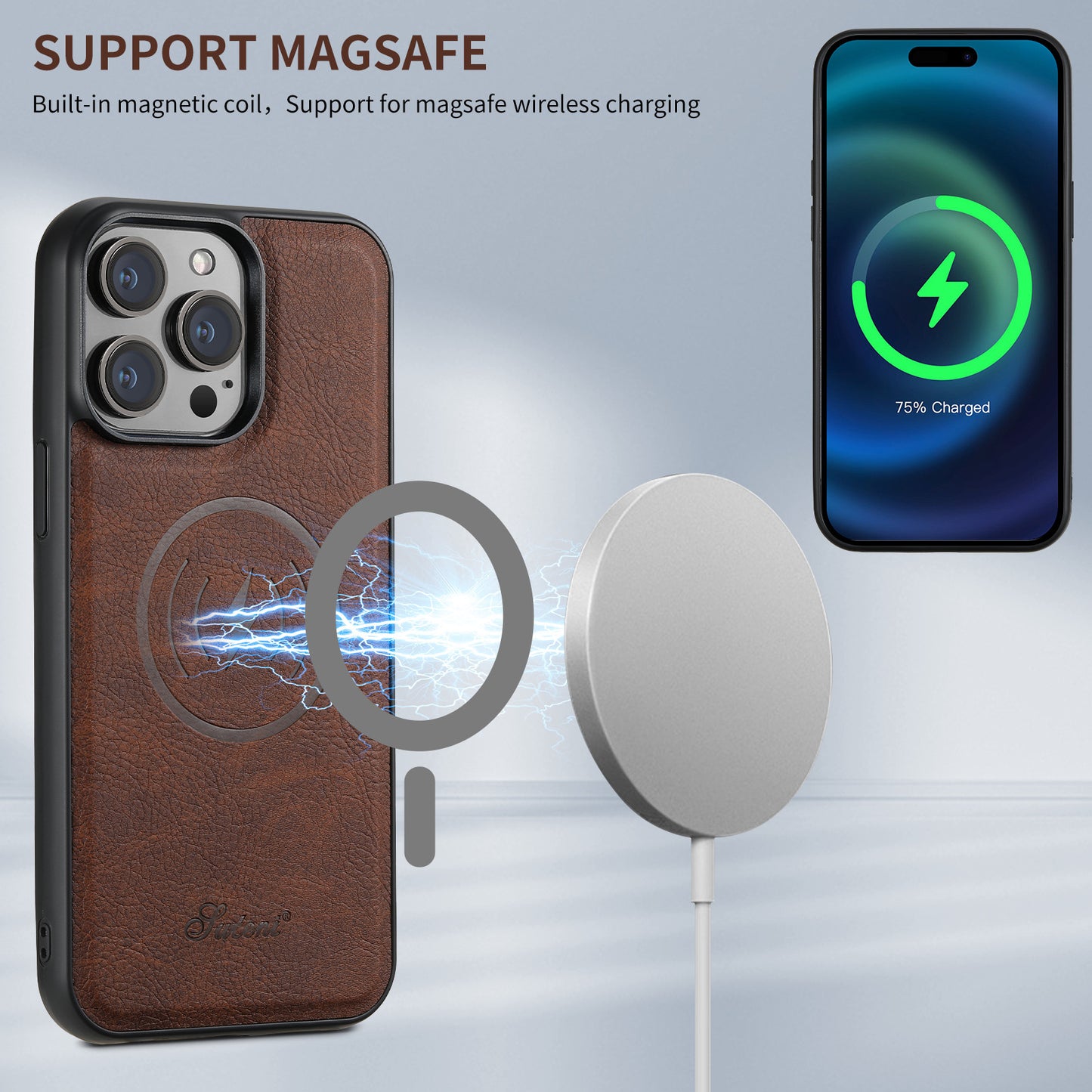 Plug-in Card Phone Case Wireless Charging For iPhone 15