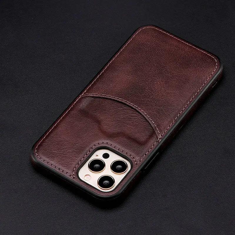 Card-inserting Leather Case Back Cover Type Protective Case - MyMobile