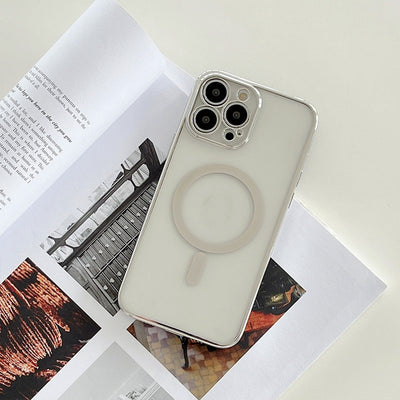 Magnetic Charging Mobile Phone Case With Plated Frame For iPhone 14