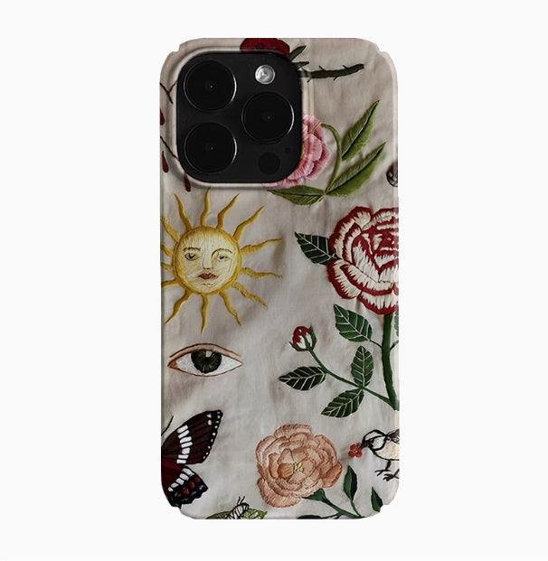 Embroidery Pattern Art Niche Applicable High Sense Cartoon Phone Case For iPhone 16