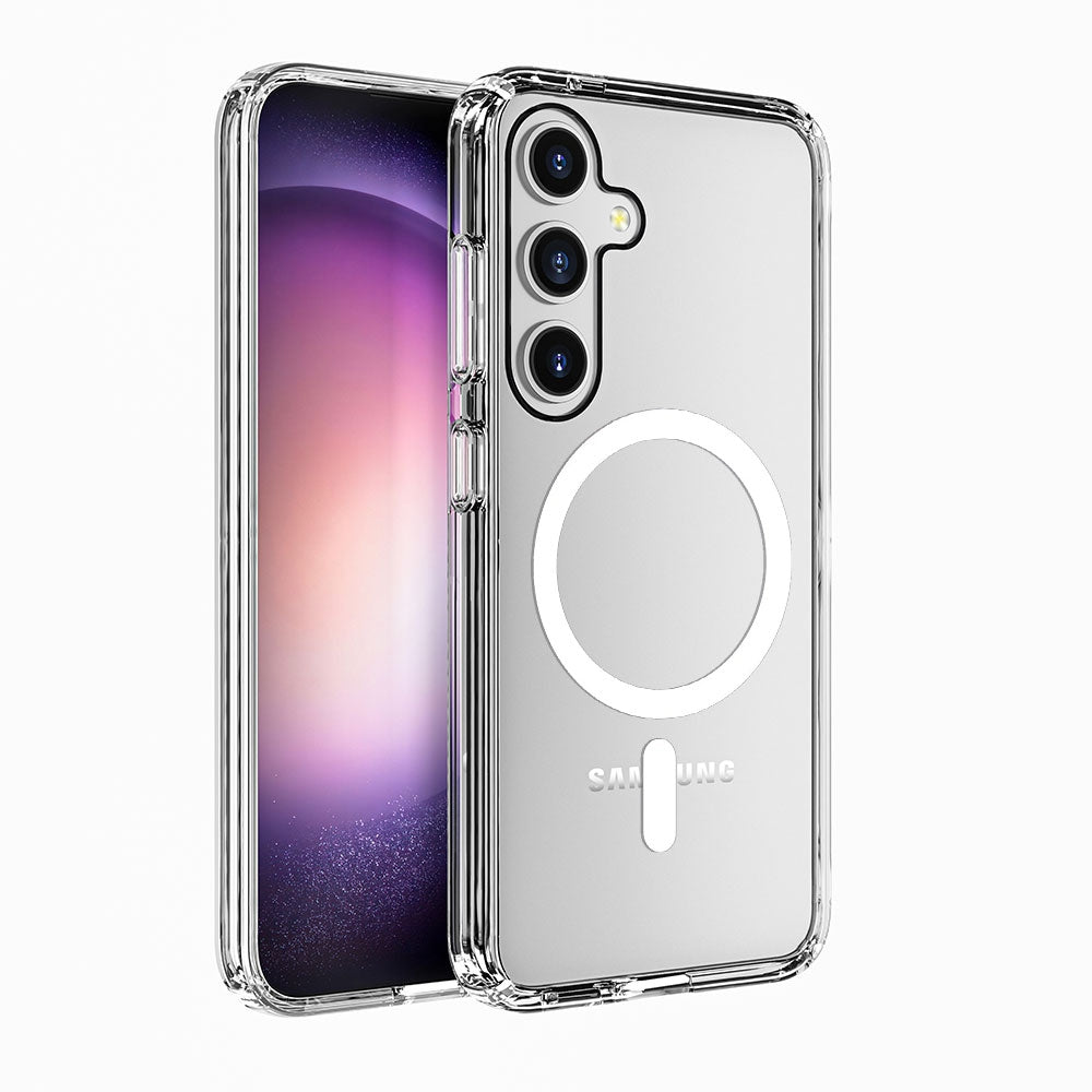 UTIA Shockproof Transparent Case Cover With Magnetic Ring for Samsung Galaxy S24 Plus / S25 Plus-Transparent