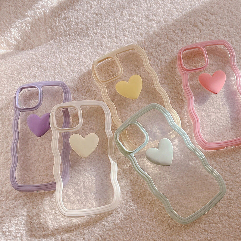 Love Wave Border Phone Case Transparent 3D For iPhone 14