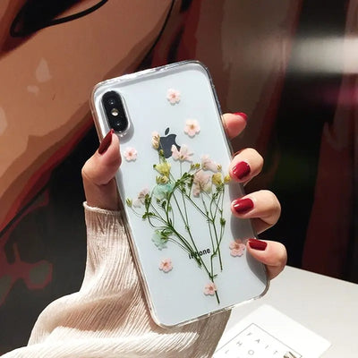 Compatible With Compatible With  , Qianliyao Dried Real Flower Cases For I  XR Case Handmade Clear Soft Back Cover For Online Only