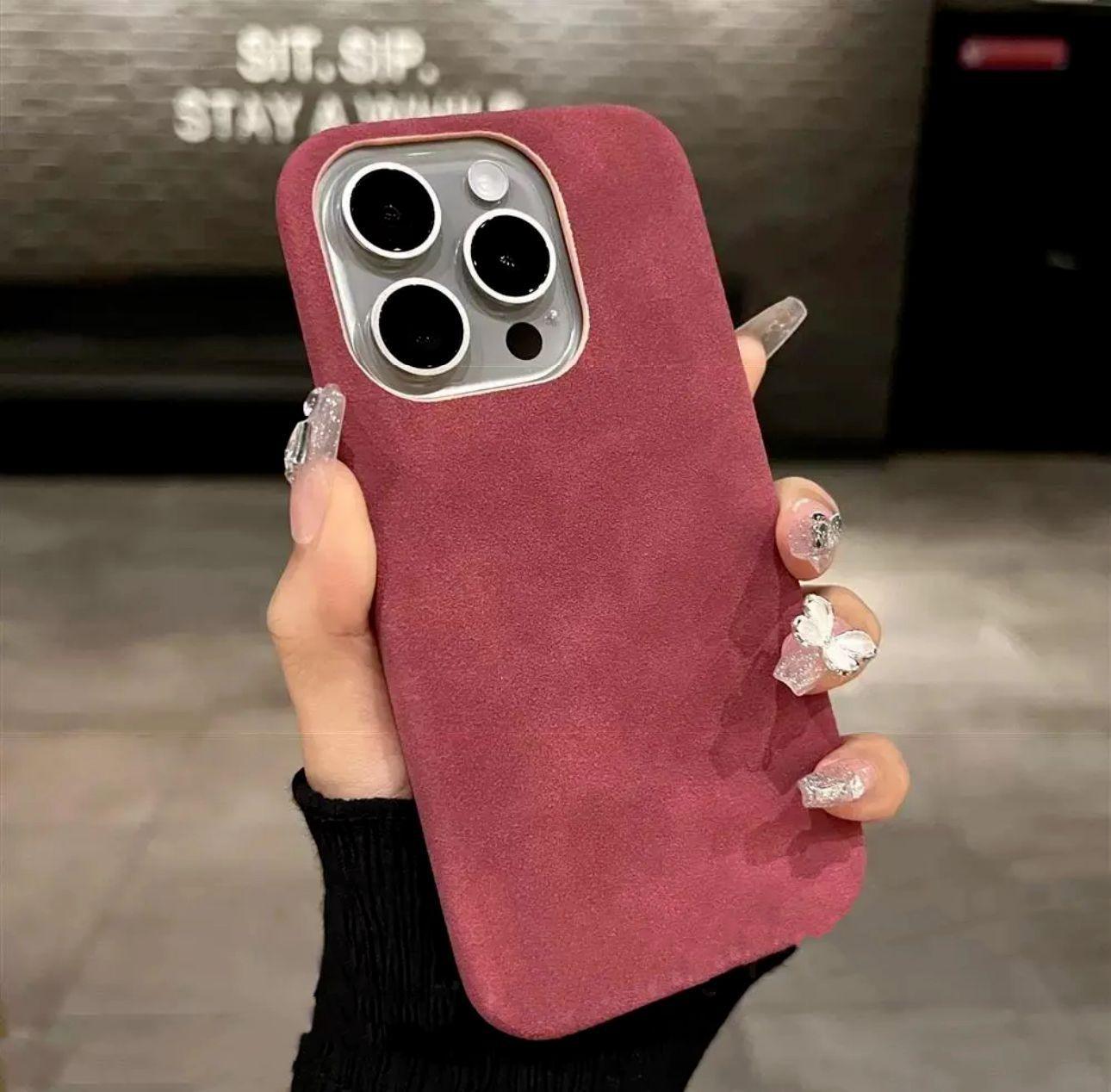 New High-grade Solid Color Suede Phone Case - MyMobile