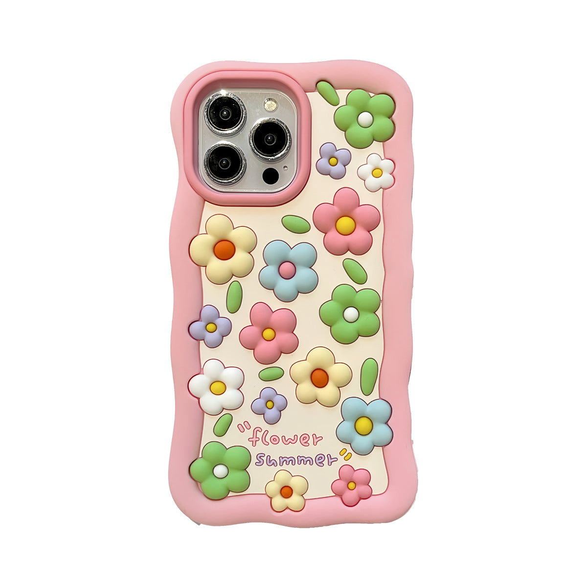 Colorful Flowers Silicone Cute Phone Case For iPhone 14