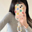 Color Polka Dot Chain Lanyard Phone Case For iPhone 14