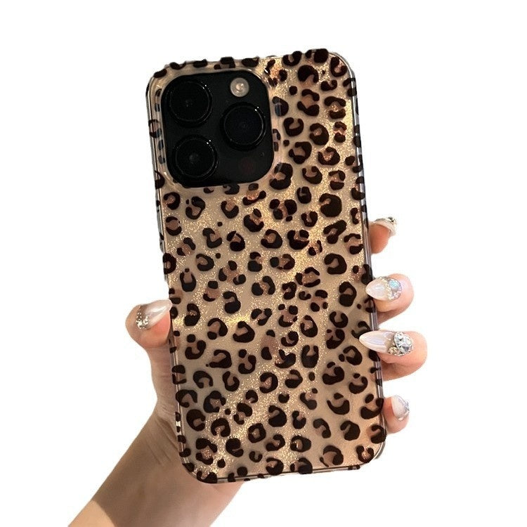 New All-inclusive High-grade Feather Yarn Brown Leopard Printed Phone Case For iPhone 16