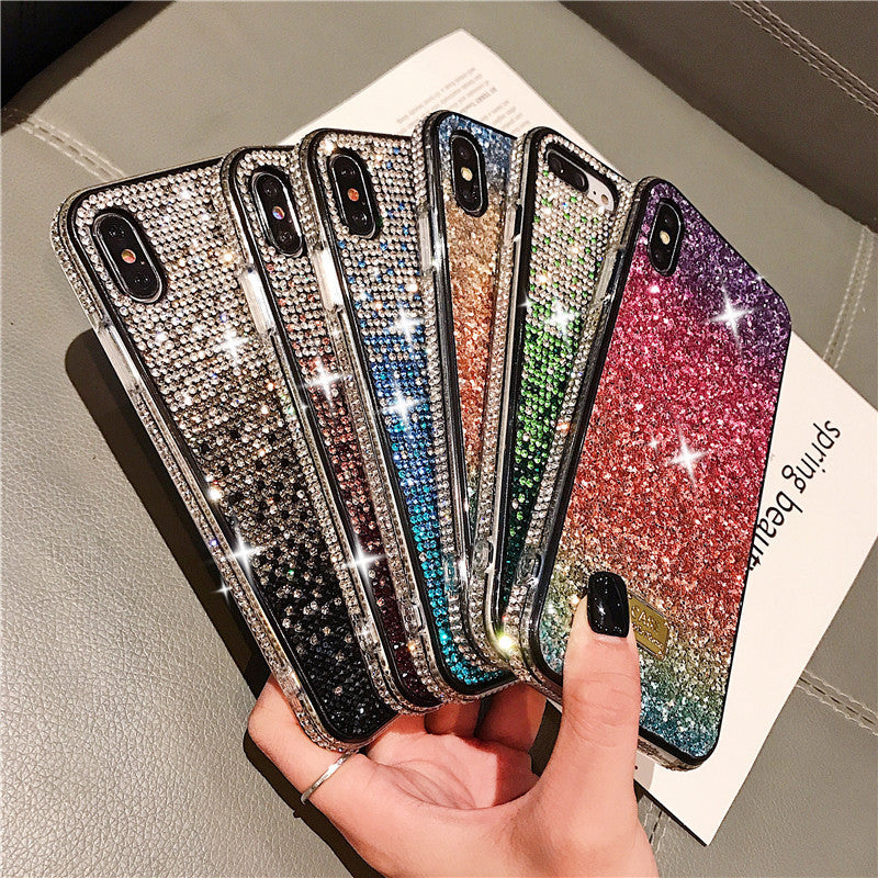 New Phone Case Suitable For Rainbow Pasted Leather Diamond Mobile Phone Case - MyMobile