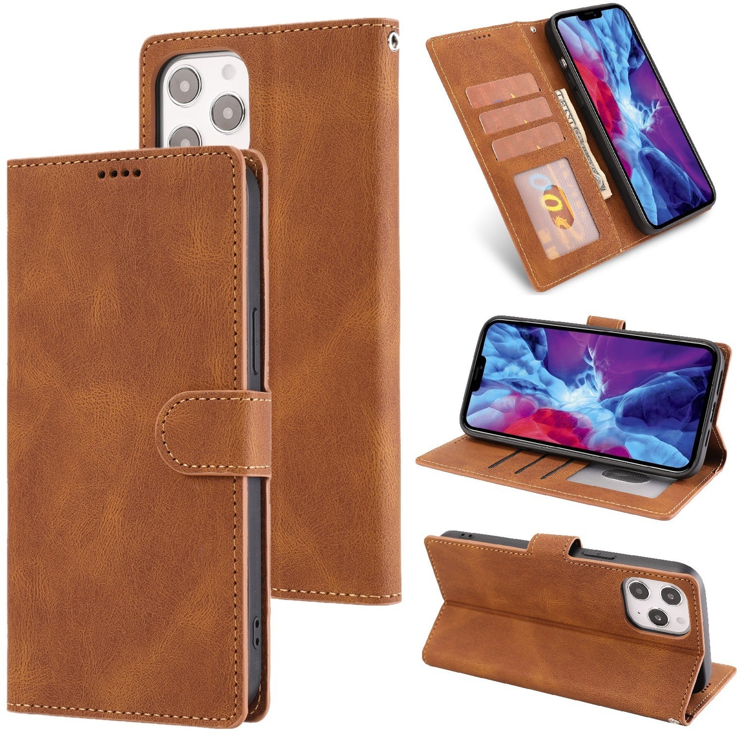 Flip-type Leather Card-inserting Mobile Phone Protective Cover For iPhone 16