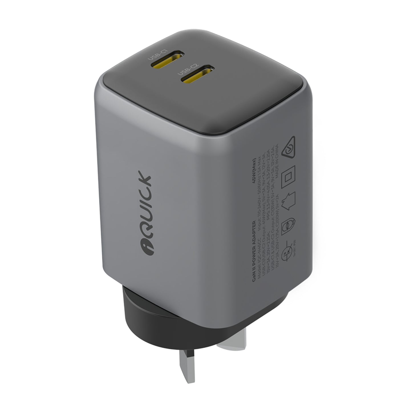 iQuick NANO ENERGY 2 45W PD3.0 Dual USB-C Ports Charging Adapter