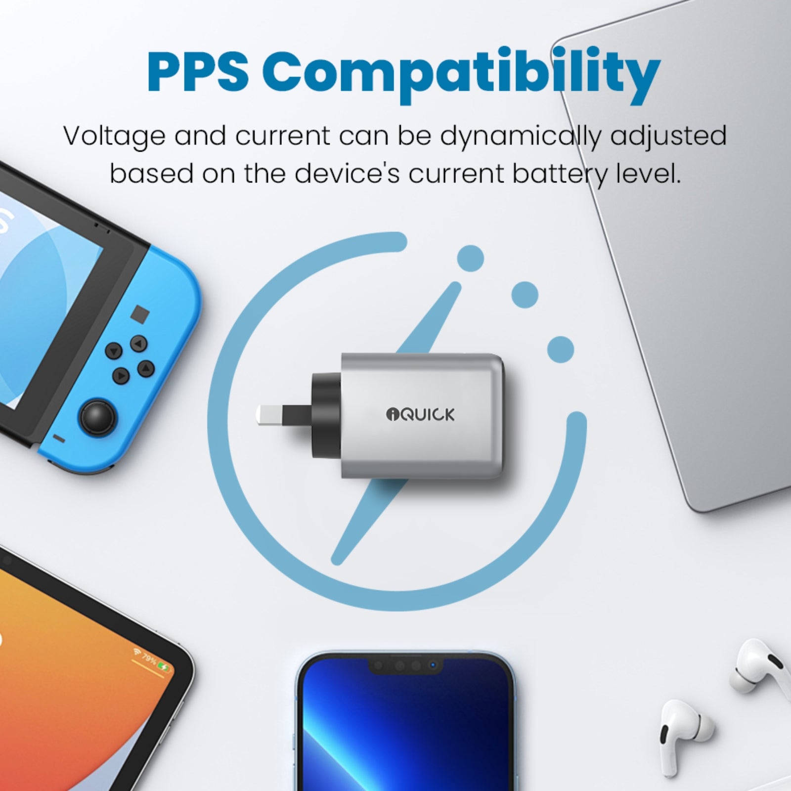 iQuick NANO ENERGY 2 45W PD3.0 USB-C and USB-A Ports Charging Adapter - MyMobile