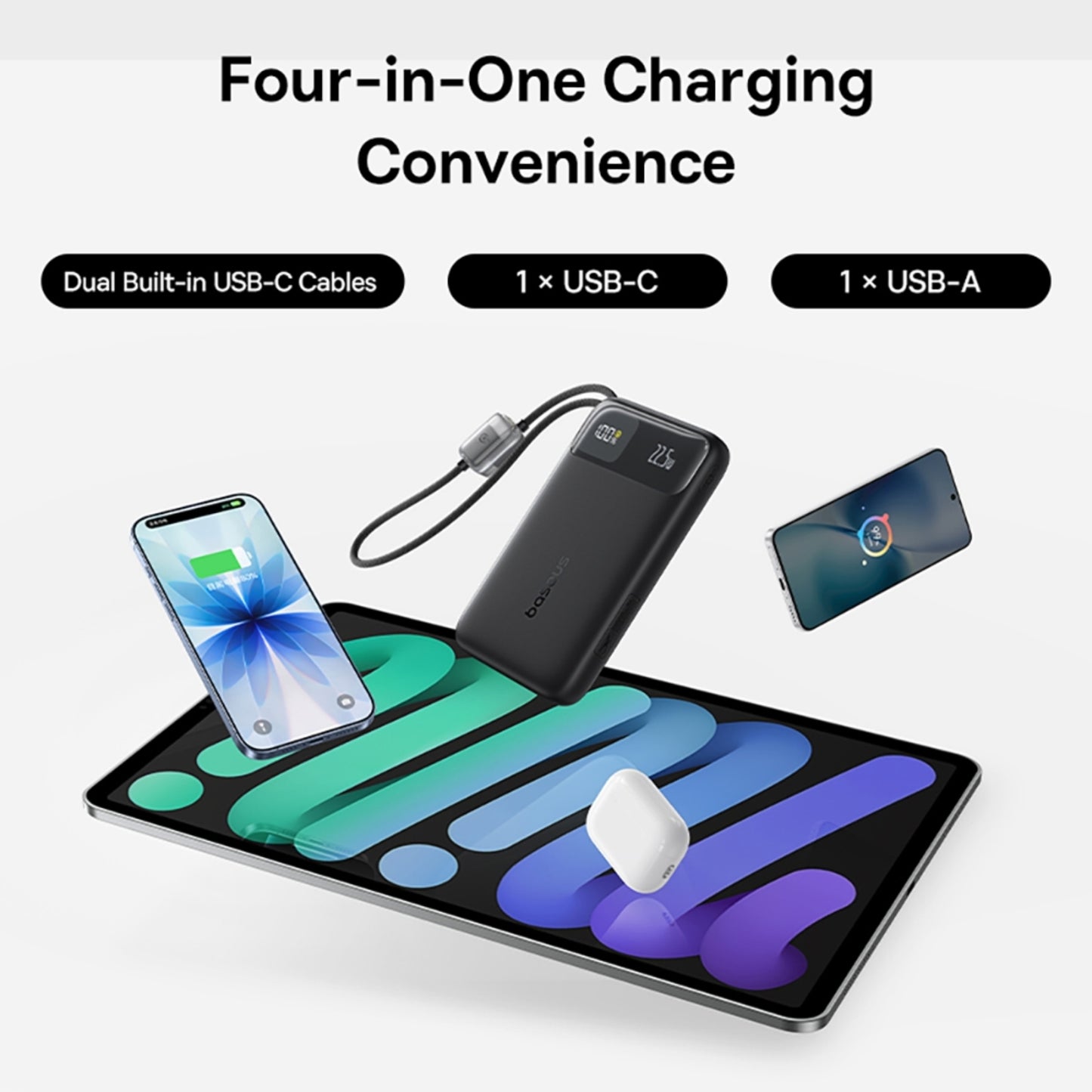 Baseus EnerFill FC11 Digital Display Power Bank with Dual Built-in Cables 10000mAh 22.5W