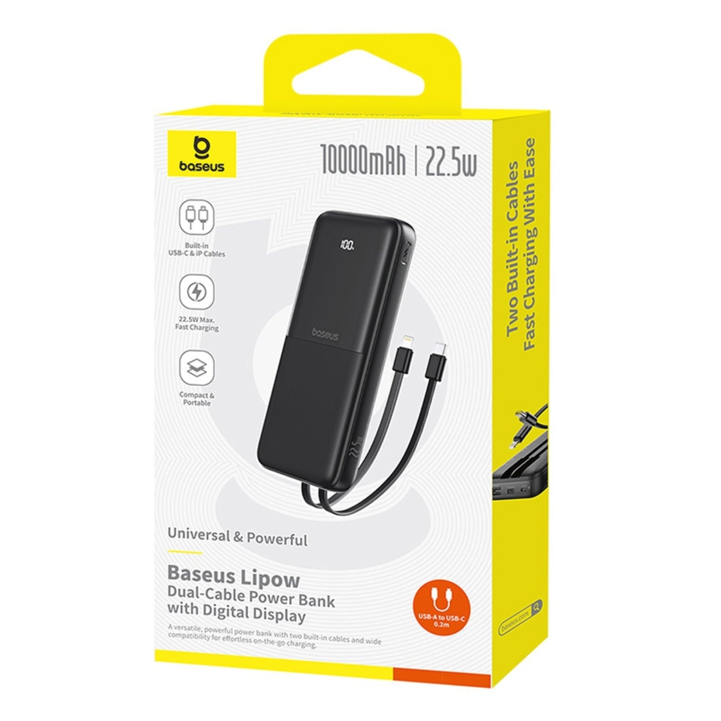 Baseus Lipow Dual-Cable Power Bank with Digital Display 10000mAh 22.5W