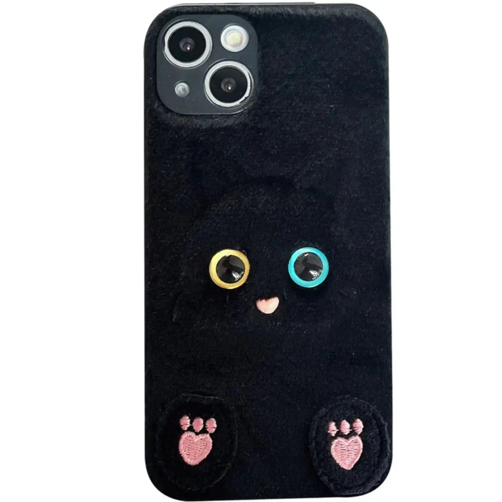 Plush Three-dimensional Cat Eyes Mobile Phone Case Anti-fall - MyMobile