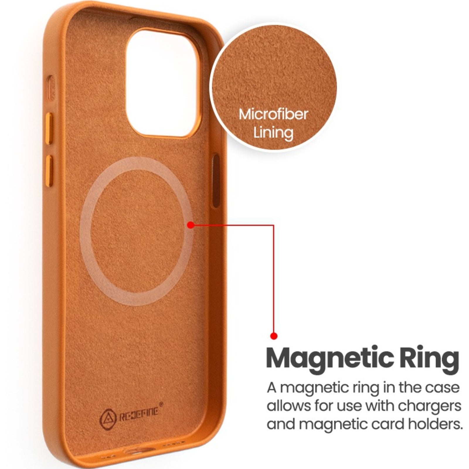 Redefine Metal Camera Lens Pu Leather Case With Magnetic Ring For Iphone 14 Pro Max Magsafe
