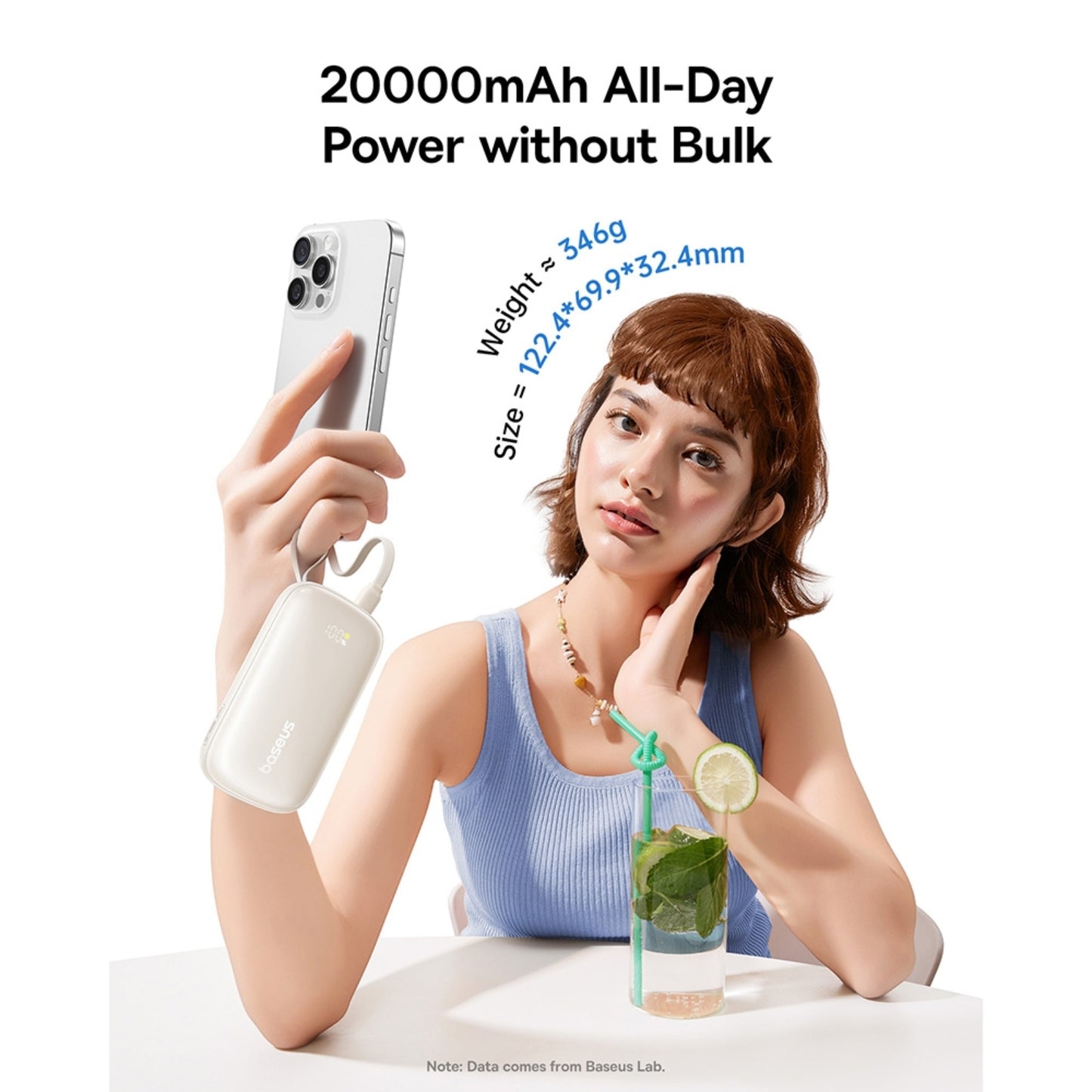 Baseus EnerFill FC21 Qpow 3 Ultra Digital Display Power Bank With Detachable Cable 20000mAh 22.5W