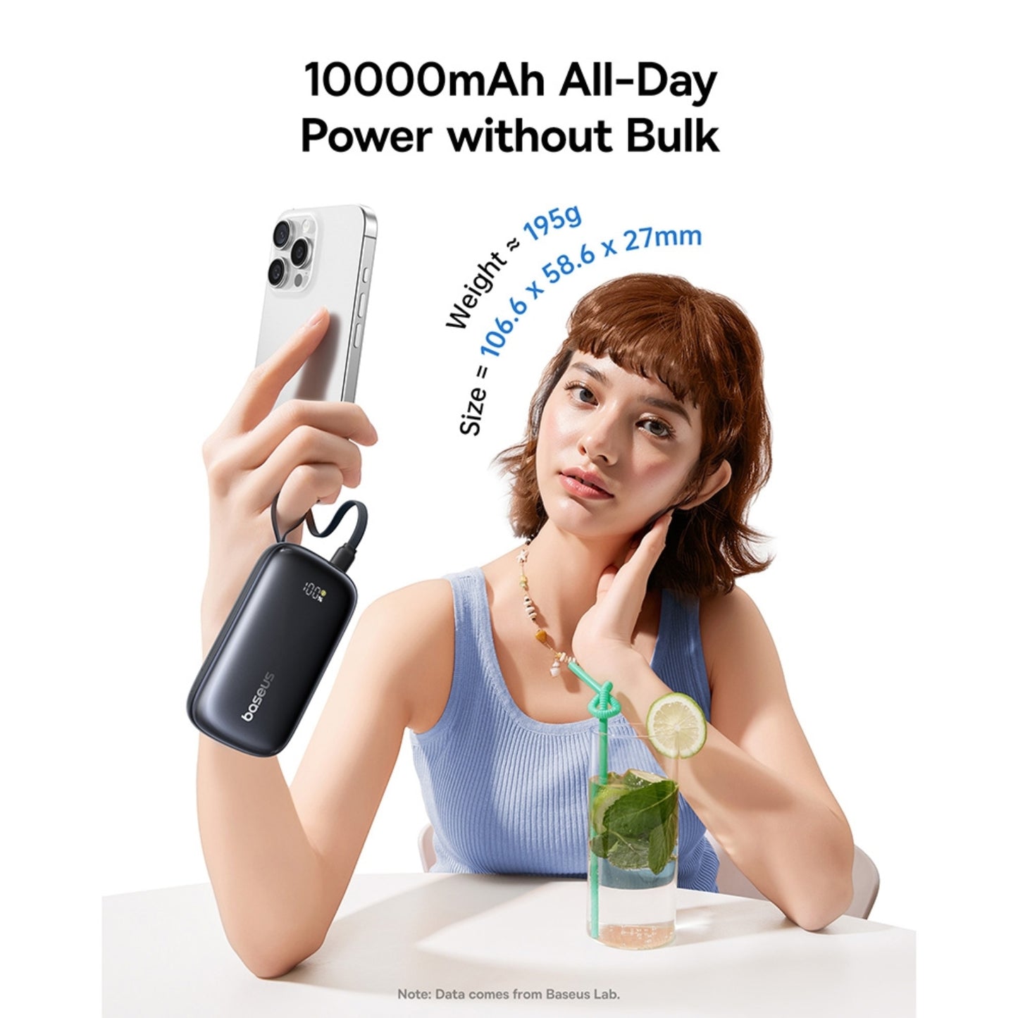 Baseus EnerFill FC21 Qpow 3 Ultra Digital Display Power Bank With Detachable Cable 10000mAh 45W