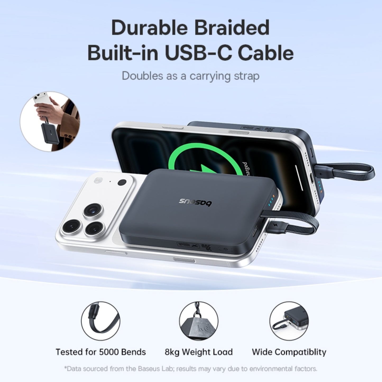 Baseus EnerFill FM11 Magnetic Power Bank with Built-in USB Cable 10000mAh 30W - MyMobile
