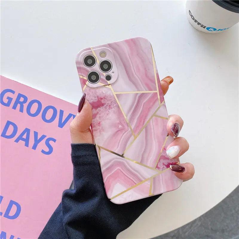 Electroplating Splicing Marble Pattern Mobile Phone Case - MyMobile