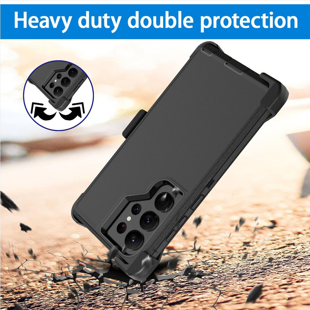 Shockproof Robot Armor Hard Plastic Case with Belt Clip for Samsung Galaxy S23 Ultra