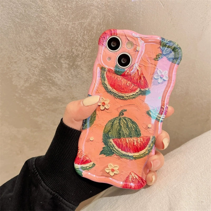 Art Oil Painting Fruit Watermelon Phone Case For iPhone 14