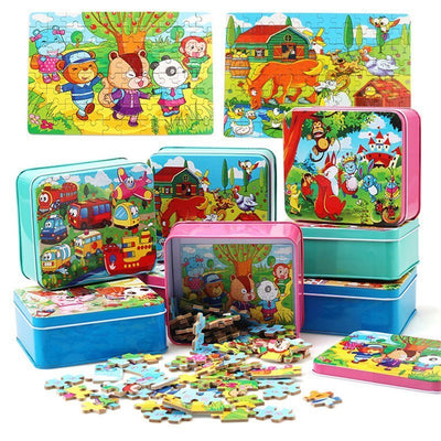 80PCS wooden educational toys educational development baby kids training toys children animal puzzle - MyMobile