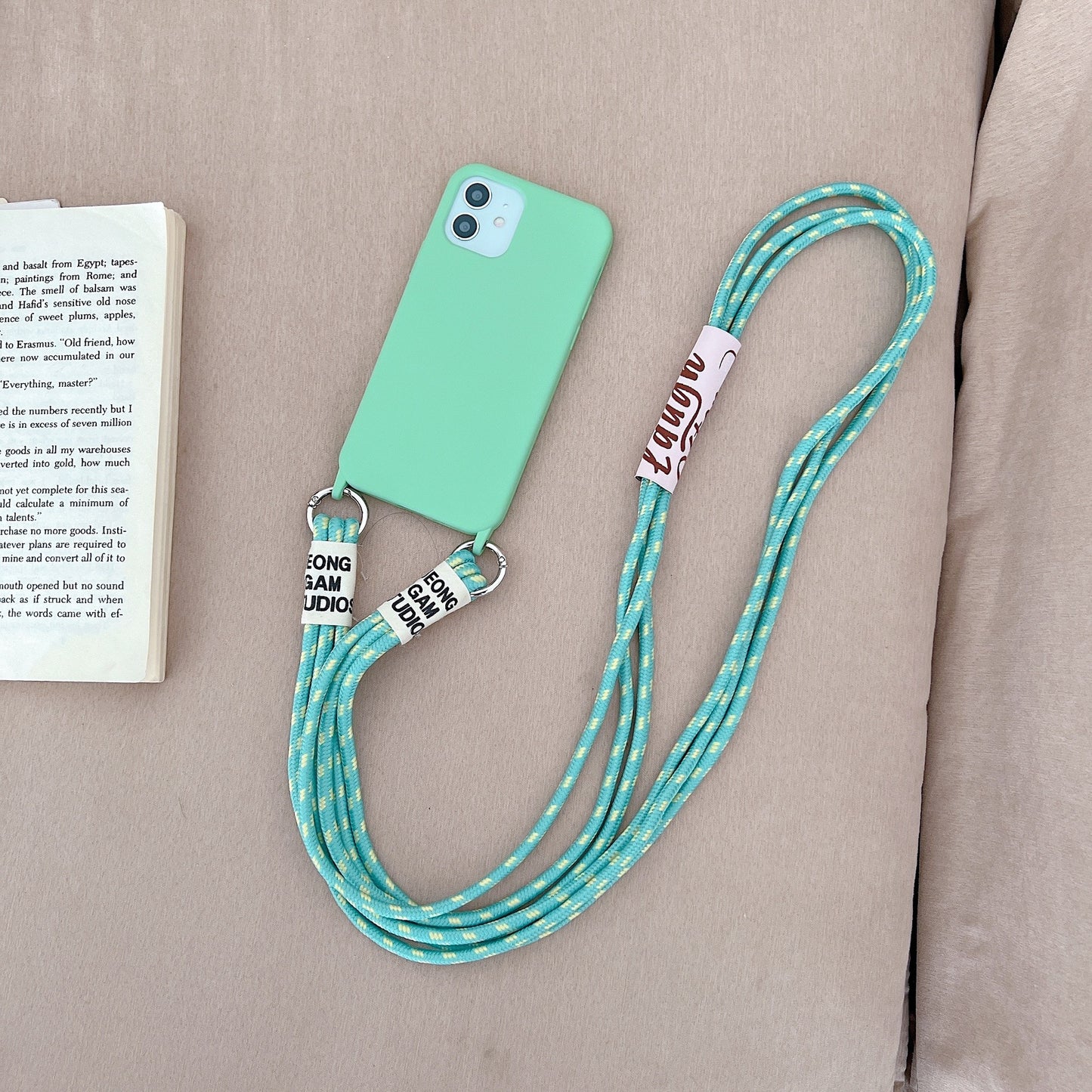 Long Diagonal Strap Liquid Silicone Phone Case For iPhone 14