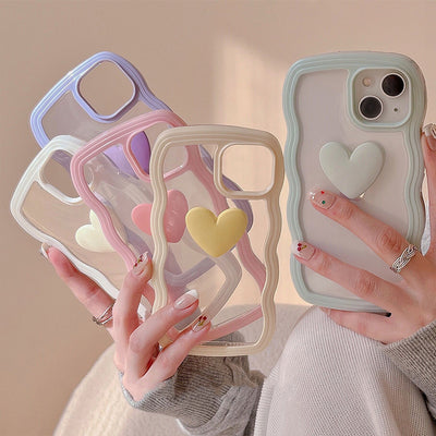 Love Wave Border Phone Case Transparent 3D For iPhone 14