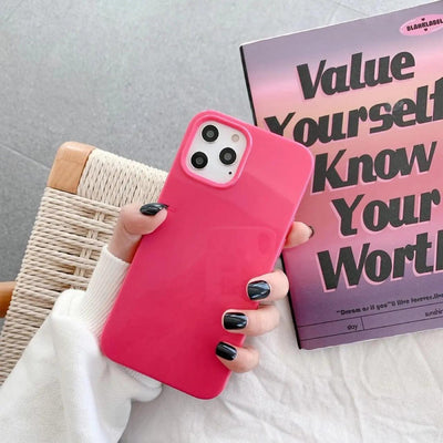 Simple Candy Color Glossy Soft Phone Case - MyMobile