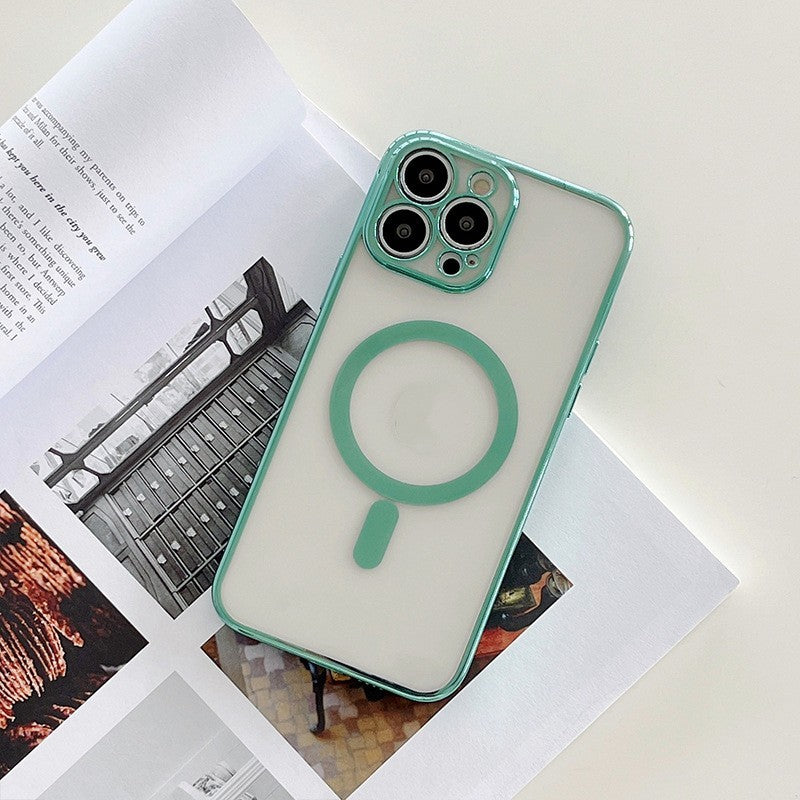 Magnetic Charging Mobile Phone Case With Plated Frame For iPhone 14