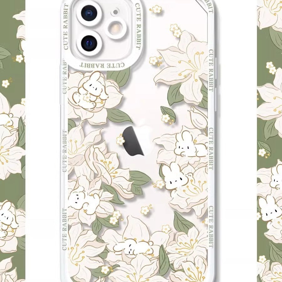 Flowers Rabbit Phone Case Protection Anti-fall For iPhone 15